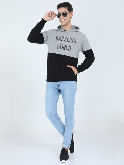 Men's Cotton Printed Greyblack Sweatshirt/Hoodies