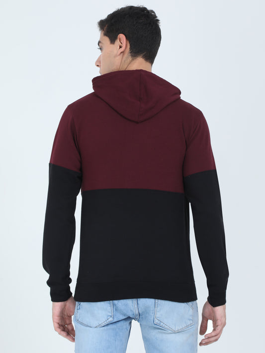 Men's Cotton Printed Maroonblack Sweatshirt/Hoodies