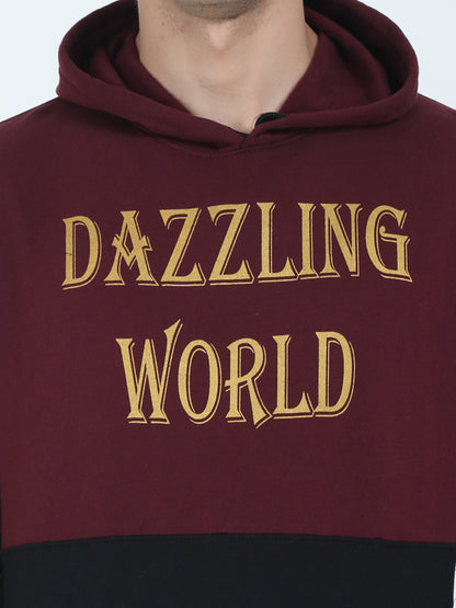 Men's Cotton Printed Maroonblack Sweatshirt/Hoodies