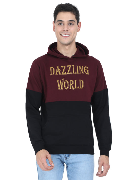 Men's Cotton Printed Maroonblack Sweatshirt/Hoodies