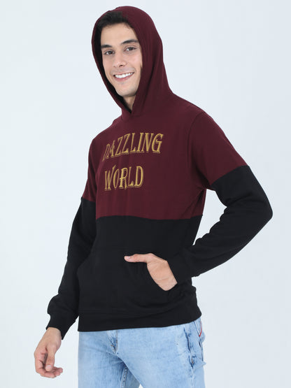Men's Cotton Printed Maroonblack Sweatshirt/Hoodies