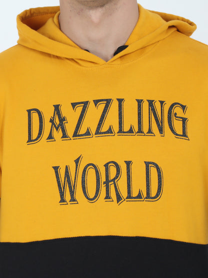 Men's Cotton Printed Mustardblack Sweatshirt/Hoodies