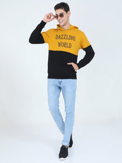 Men's Cotton Printed Mustardblack Sweatshirt/Hoodies