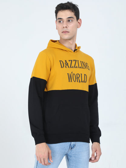 Men's Cotton Printed Mustardblack Sweatshirt/Hoodies