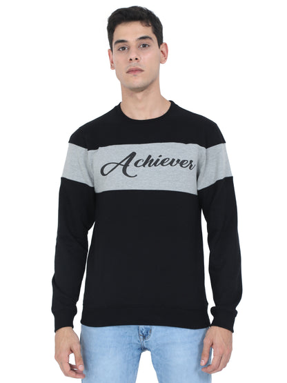 Men's Cotton Printed Color Block Greyblack Color Sweatshirt