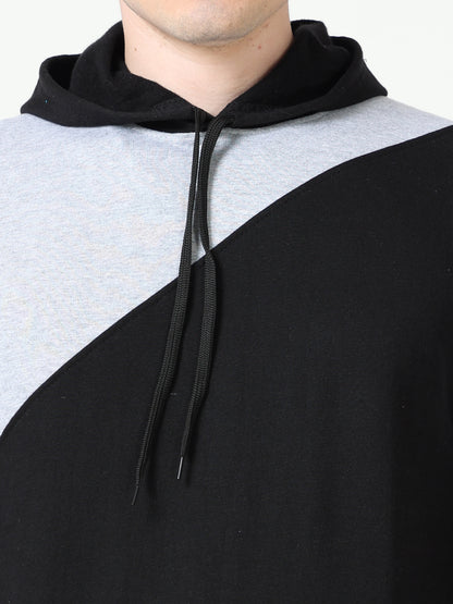 Men's Cotton Color Block Sweatshirt Greyblack Color Hoodies