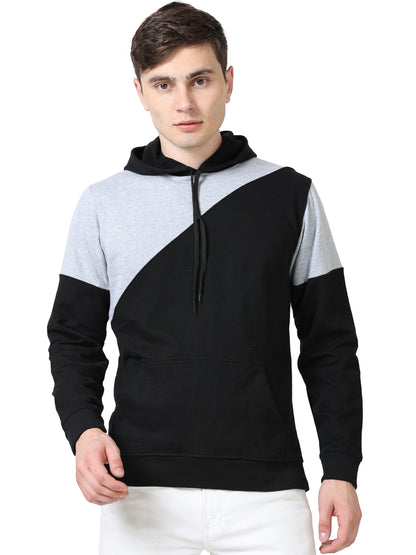 Men's Cotton Color Block Sweatshirt Greyblack Color Hoodies
