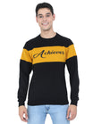 Men's Cotton Printed Color Block Mustardblack Color Sweatshirt