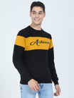 Men's Cotton Printed Color Block Mustardblack Color Sweatshirt