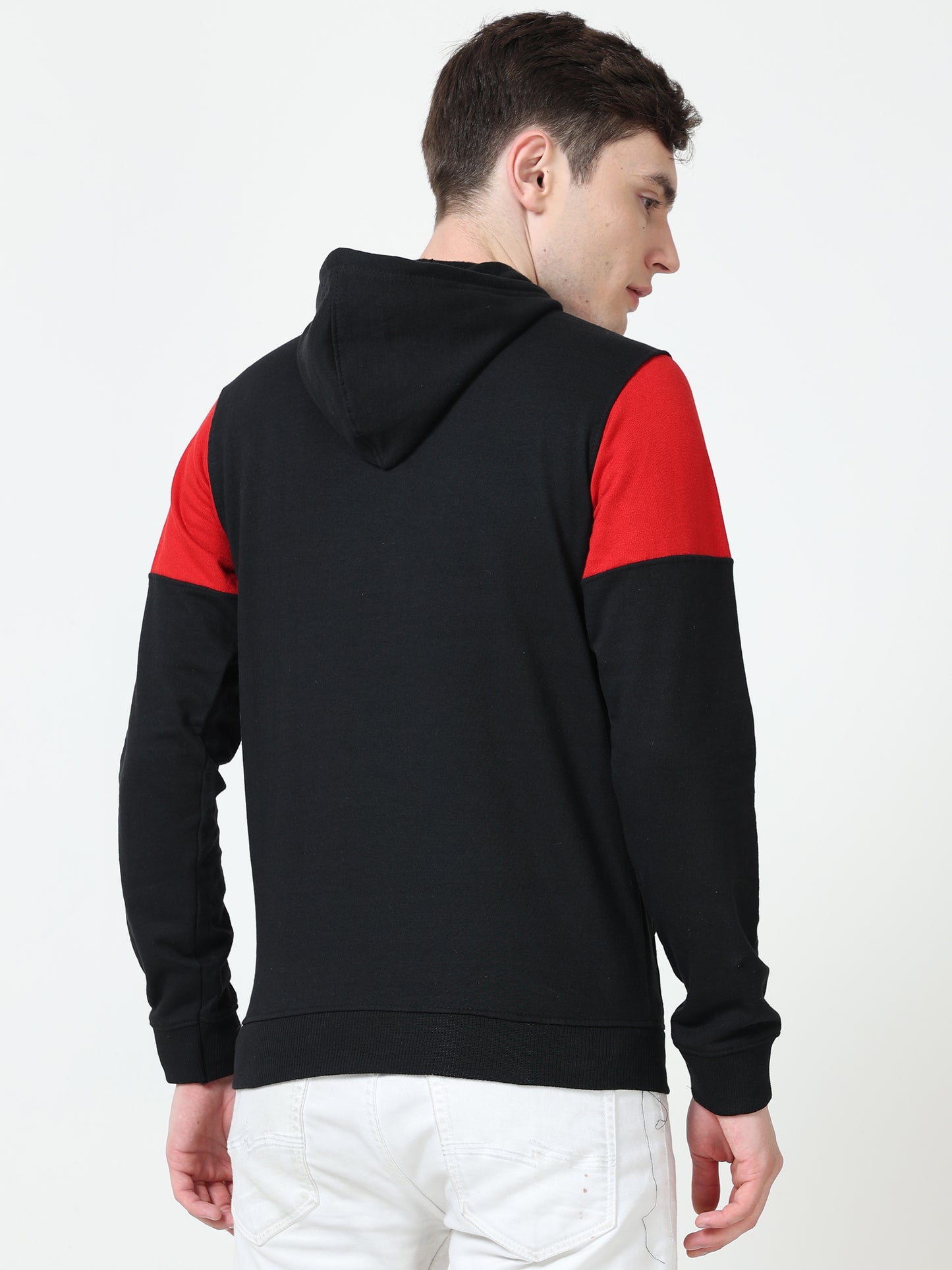 Men's Cotton Color Block Sweatshirt Redblack Color Hoodies