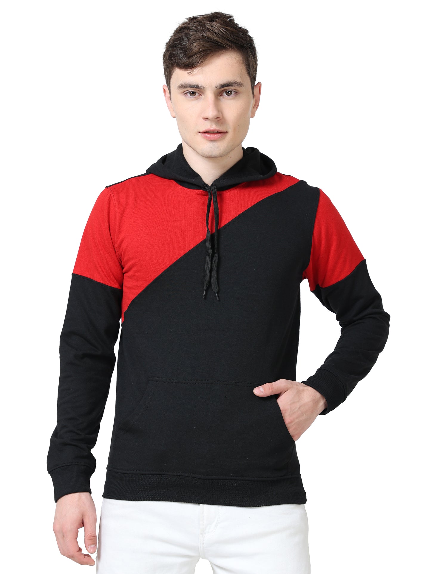 Men's Cotton Color Block Sweatshirt Redblack Color Hoodies