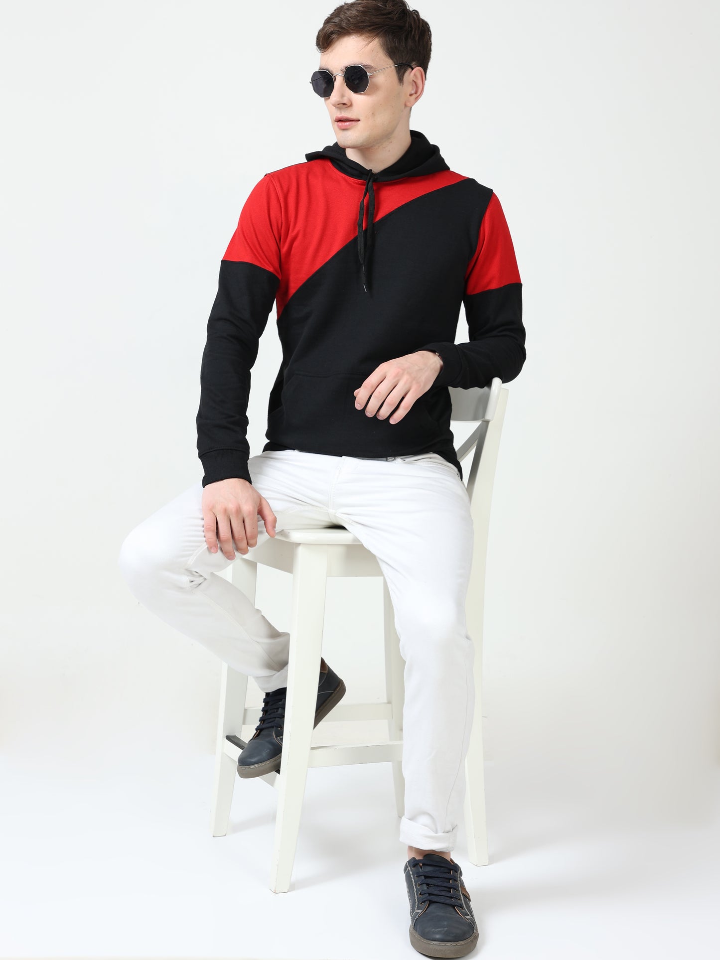 Men's Cotton Color Block Sweatshirt Redblack Color Hoodies