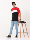 Men's Cotton Round Neck Color Block Half Sleeve T-Shirt