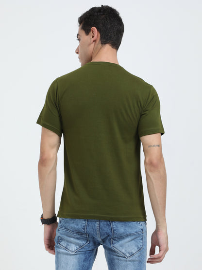 Men's Cotton Printed Round Neck Half Sleeve T-Shirt