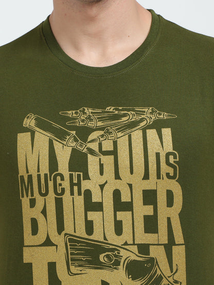 Men's Cotton Printed Round Neck Half Sleeve T-Shirt