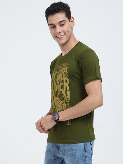 Men's Cotton Printed Round Neck Half Sleeve T-Shirt
