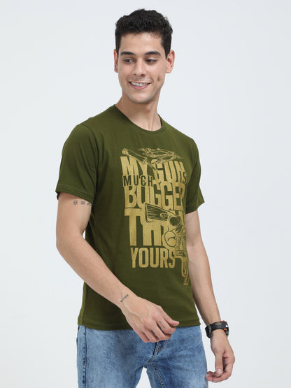 Men's Cotton Printed Round Neck Half Sleeve T-Shirt