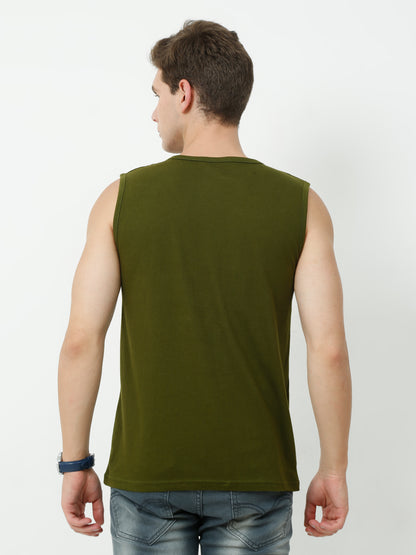 Men's Cotton Printed Sleeveless T-Shirt