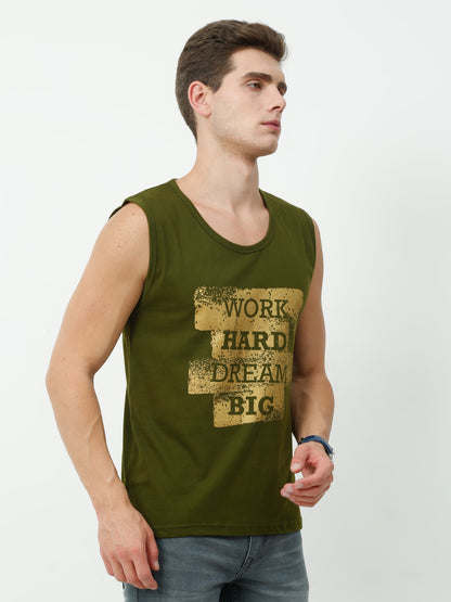 Men's Cotton Printed Sleeveless T-Shirt
