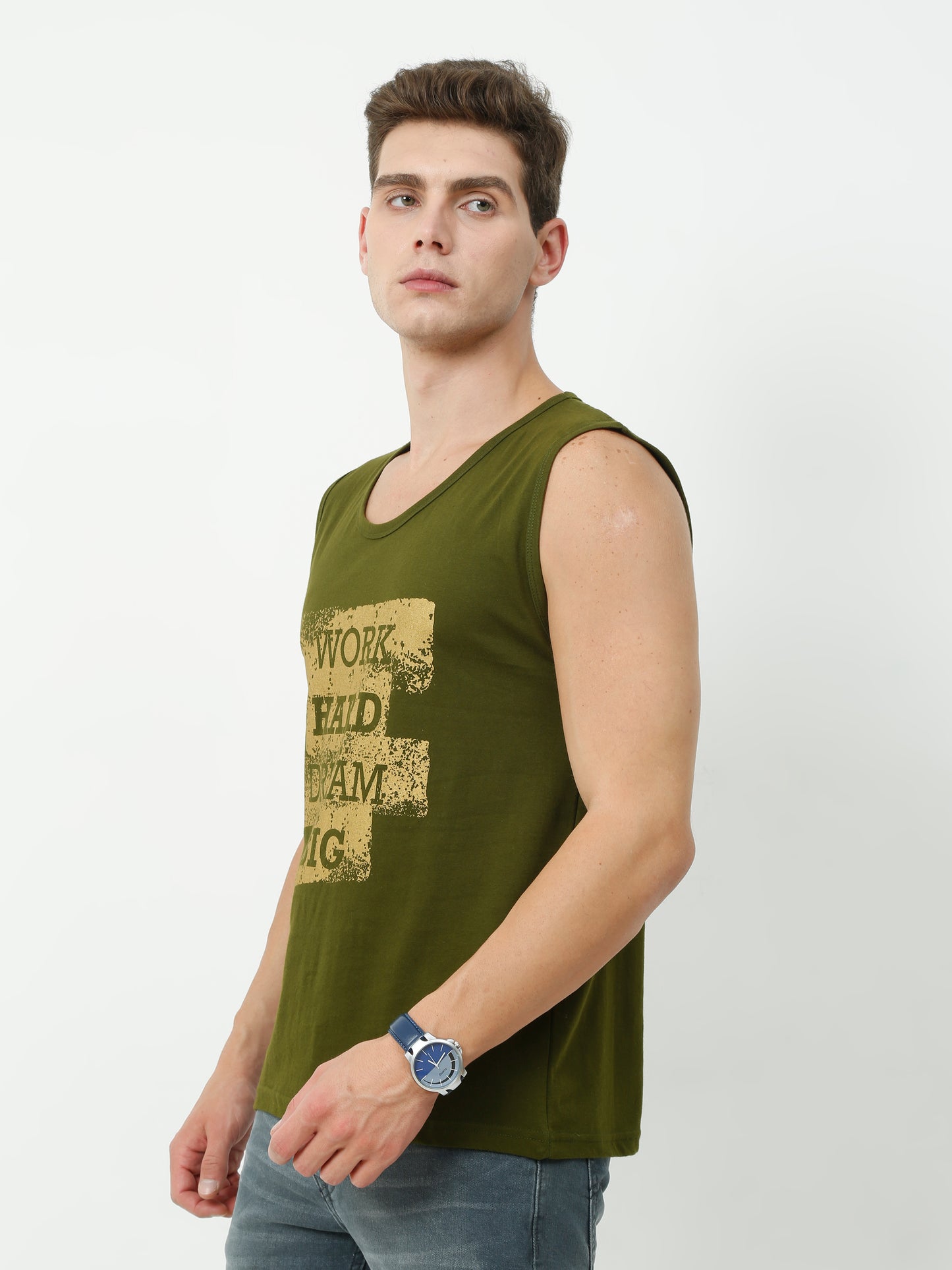Men's Cotton Printed Sleeveless T-Shirt