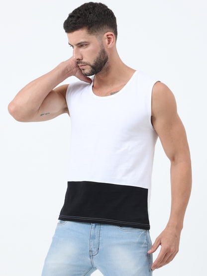 Men's Cotton Color Block Sleeveless T-Shirt