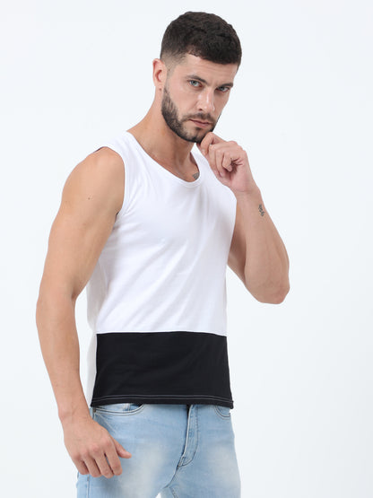 Men's Cotton Color Block Sleeveless T-Shirt