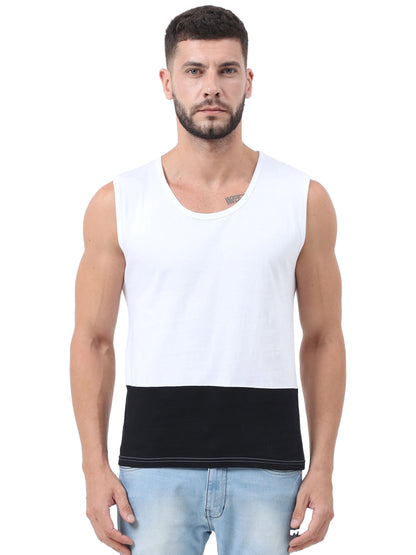 Fleximaa Men's Cotton Color Block Sleeveless T-Shirt - fleximaa-so