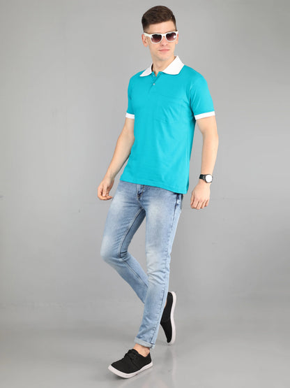 Fleximaa Men's Cotton Plain Polo Neck Half Sleeve T-Shirt - fleximaa-so