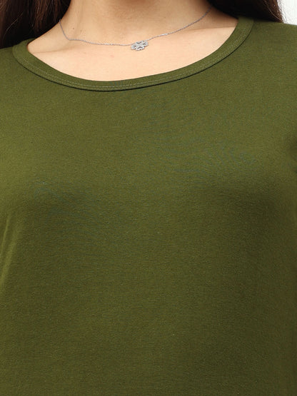 Fleximaa Women's Cotton Plain Round Neck Full Sleeve T-Shirt - fleximaa-so
