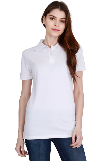 Fleximaa Women's Cotton Plain Polo Neck T-Shirt - fleximaa-so