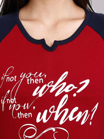 Fleximaa Women's Cotton Printed Raglan Full Sleeve T-Shirt - fleximaa-so