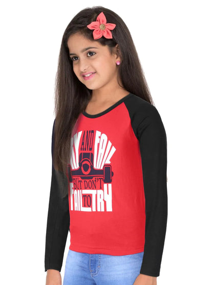 Fleximaa Boys & Girls Printed Raglan Full Sleeve T-Shirt - Fleximaa