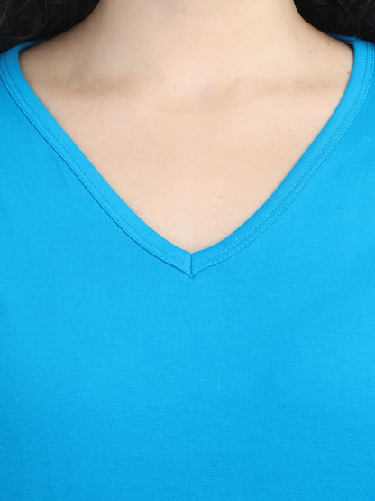 Fleximaa Women's Cotton Plain V Neck Full Sleeve T-Shirt - fleximaa-so