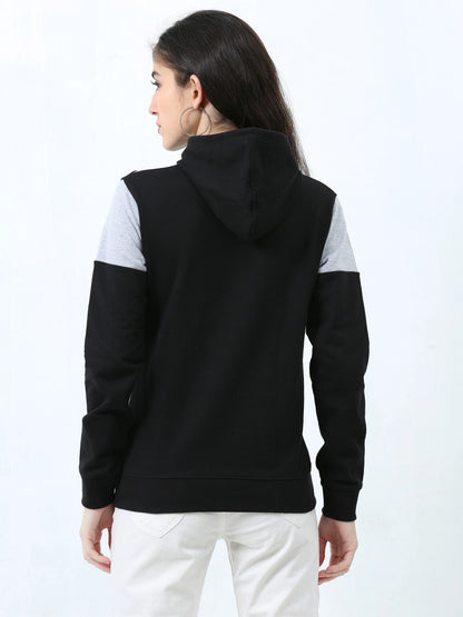 Fleximaa Womens Cotton Color Block Greyblack Sweatshirt Hoodies 3XL Size - fleximaa-so