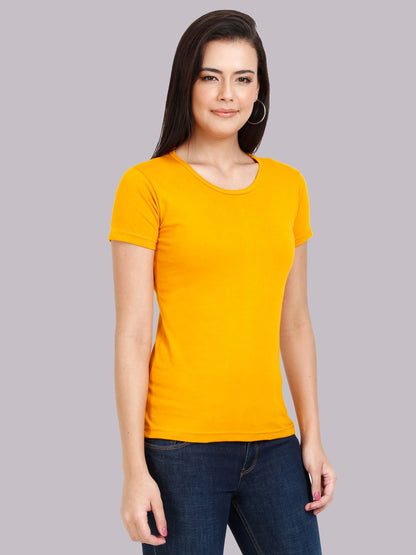Fleximaa Women's Cotton Plain Round Neck Half Sleeve T-Shirt - fleximaa-so