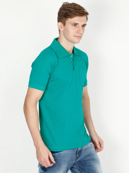 Fleximaa Men's Cotton Plain Polo Neck Half Sleeve T-Shirt - fleximaa-so
