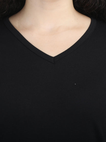 Fleximaa Women's Cotton Plain V Neck Full Sleeve T-Shirt - fleximaa-so
