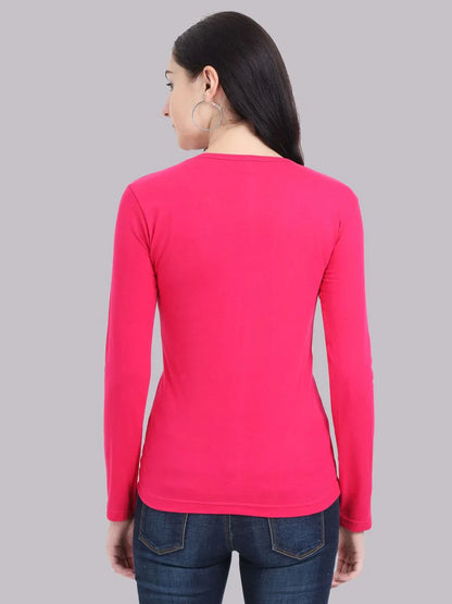 Fleximaa Women's Cotton Plain V Neck Full Sleeve T-Shirt (Pack of 2) - Fleximaa
