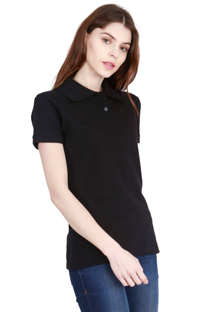 Fleximaa Women's Cotton Plain Polo Neck T-Shirt - fleximaa-so