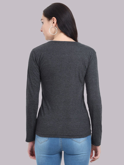 Fleximaa Women's Cotton Plain V Neck Full Sleeve T-Shirt - fleximaa-so