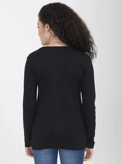 Fleximaa Women's Cotton Plain V Neck Full Sleeve T-Shirt (Pack of 2) - Fleximaa
