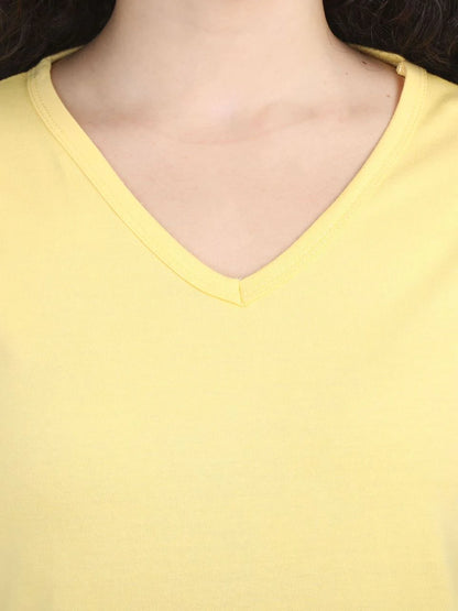 Fleximaa Women's Cotton Plain V Neck Full Sleeve T-Shirt-2 - fleximaa-so