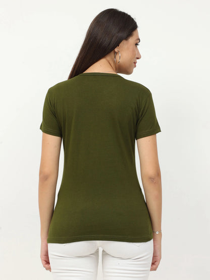 Fleximaa Women's Cotton Plain Round Neck Half Sleeve T-Shirt - fleximaa-so