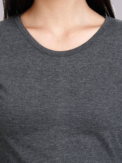 Fleximaa Women's Cotton Plain Round Neck Full Sleeve T-Shirt - fleximaa-so