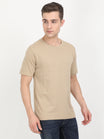 Men's Cotton Plain Round Neck Half Sleeve Biscuit Color T-Shirt