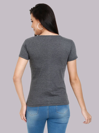 Fleximaa Women's Cotton Plain Round Neck Half Sleeve T-Shirt - fleximaa-so