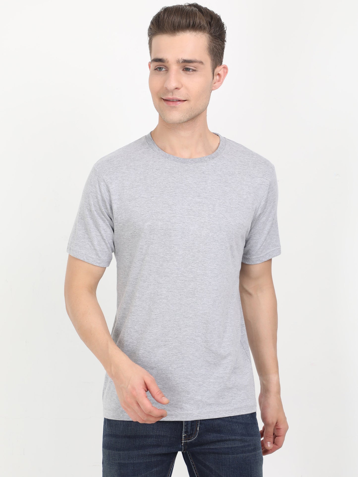 Men's Cotton Plain Round Neck Half Sleeve T-Shirt