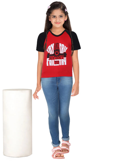 Fleximaa Boys & Girls Printed Raglan Half Sleeve T-Shirt - Fleximaa