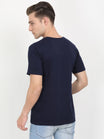 Men's Cotton Plain Round Neck Half Sleeve Navy Blue Color T-Shirt