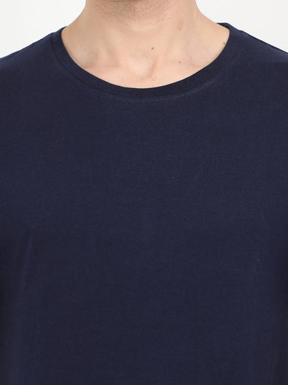 Men's Cotton Plain Round Neck Half Sleeve Navy Blue Color T-Shirt